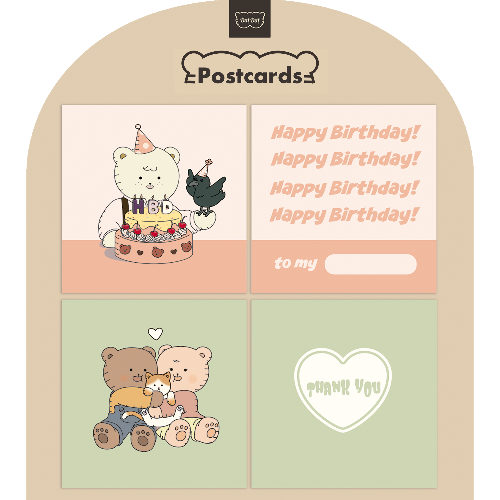[Riddletown Bears] 생일 / 감사 카드 2종 (봉투 포함)